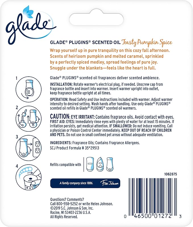 Glade Plug-Ins Scented Oil Refills- Toasty Pumpkin Spice - 2ct (1.34 Fl OZ)