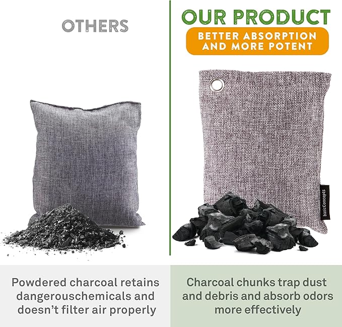 Charcoal Bags Odor Absorber (Large 4 Pack 200g each) and Acne Patches (120 Pack) with Tea Tree Oil Bundle