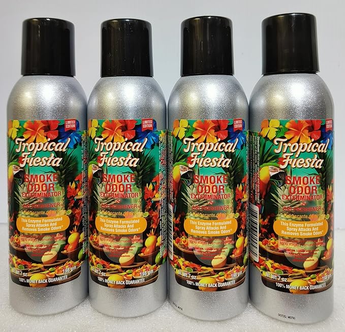 Smoke Odor Exterminator 198 gm/ 7 oz Large Spray Tropical Fiesta 7oz Can 4 Pack. Assorted