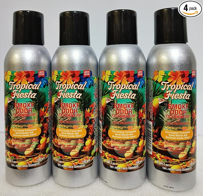 Smoke Odor Exterminator 198 gm/ 7 oz Large Spray Tropical Fiesta 7oz Can 4 Pack. Assorted