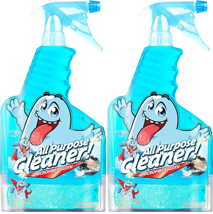 PeerBasics Gunk Getter Travel Spray Bottle With Microfiber Cap - All Purpose Cleaner - Fresh (2 Pack) Plus Spray Bottle With Microfiber Cap - All Purpose Cleaner 16oz - FRESH (2 Pack)