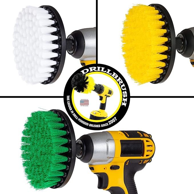 House Cleaning - Kitchen Tools - Shower Cleaner - Bathroom Accessories - Drill Brush - All Purpose Spin Brush Cleaning Kit - Stove-top Oven Rack Sink Tile and Grout - Shower Door - Glass Cleaner