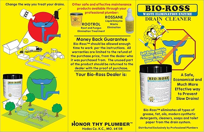 Bio-Ross Drain &amp Septic Drain Cleaner By Bio Ross Elimination Enzyme Drain Cleaner One 2 lbs Containers