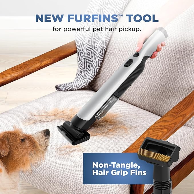 Shark WANDVAC Cordless Hand Vac Lightweight Versatile and Portable at 1.4 lbs. Powerful Suction Charging Dock One-Touch Empty NEW Furfins Tool &amp Crevice Tool for Pet &amp Home Gray WV201W