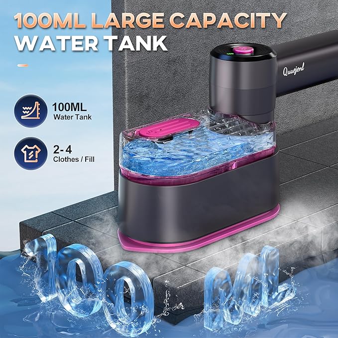 Travel Steamer for Clothes Small Iron - 1000W Portable Steamer &amp Mini Iron10s Fast Heat Handheld Mini Steamer with 8FT Cord Foldable Handle Travel College Dorm &amp Home Essentials (Purple)