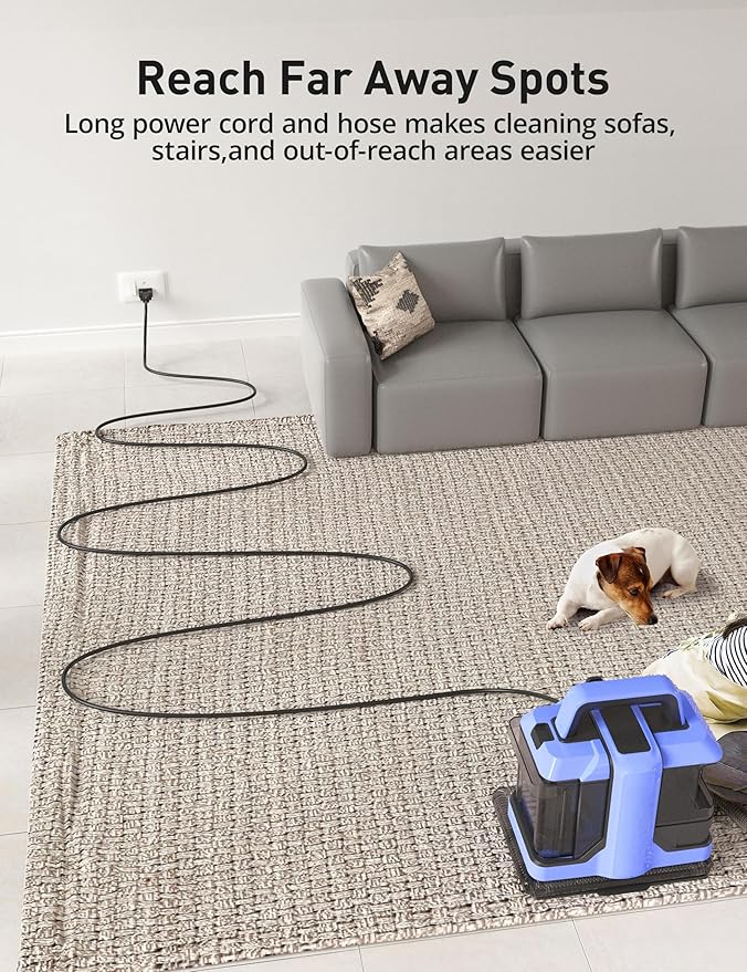 Carpet Cleaner Machines18KPA Upholstery Cleaner Machine with 2 Cleaning Tools Dual Large Tanks Portable Lightweight Spot Cleaner Machine for Pet Stains Carpet Stairs Couch Car Seats