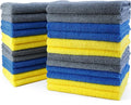 POLYTE Microfiber Cleaning Towel Ultrasonic Cut Edgeless (16x16 24 Pack Premium BlueGrayYellow)