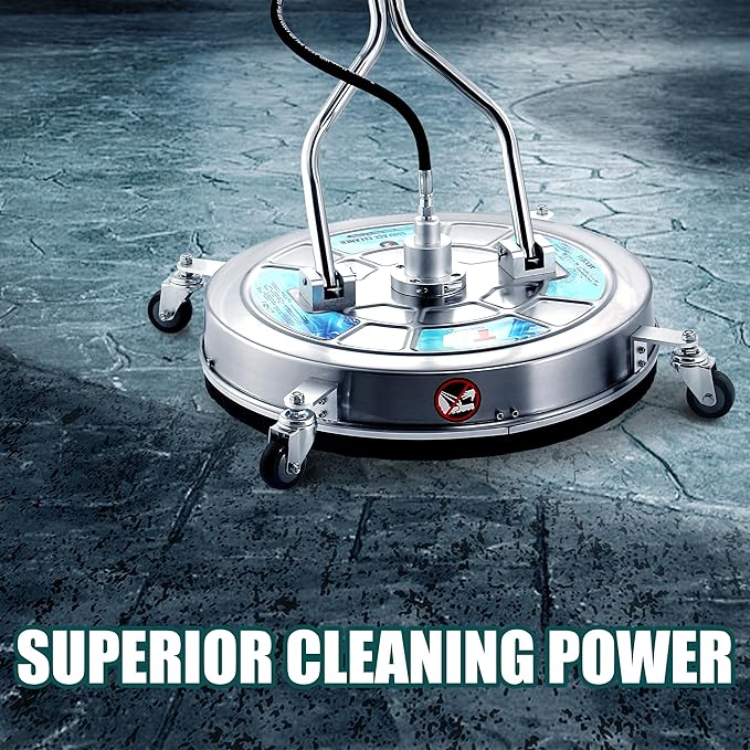 Tool Daily 24 Pressure Washer Surface Cleaner Attachment with Dual Handles Stainless Steel Driveway Cleaner for Power Washer with Wheels Pressure Wash Concrete 4500 PSI