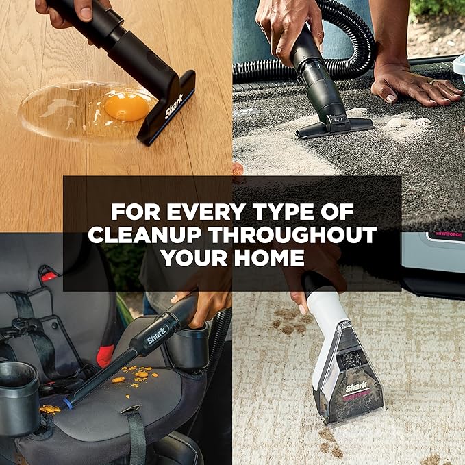Shark EveryMess Ultra-Powerful 3-in-1 Wet Vac Dry Vac &amp Stain Eliminator with StainForce Technology Perfect for Homes Pets and Cars 3 Accessories and Cleaning Solution Gray VX101