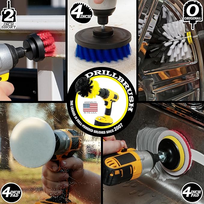 Nylon Drill Brush Attachments for Cleaning Car Accessories Carpet Truck Interior Fabric Wheel Rim Glass Bath Tub Shower Tile Grout Boat Hull Seats - Drill Brush for Car Detailing Supplies