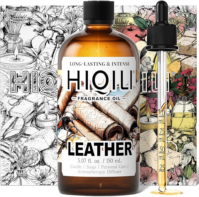 HIQILI Leather Fragrance Oil Men's Scent for Car Air Freshener Use Soap Candle and Long-Lasting Perfume Making - 5.07 Fl Oz
