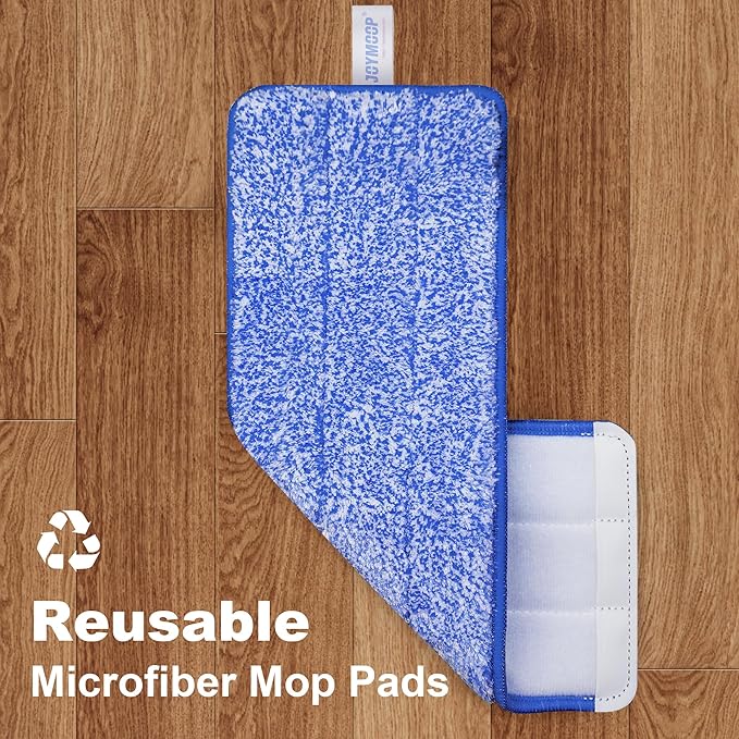 JOYMOOP Mop and Bucket with Wringer Set Hands Free Flat Floor Mop and Bucket with 6 Washable Microfiber Pads Wet and Dry Use Floor Cleaning System - Black+Red+Slate Blue