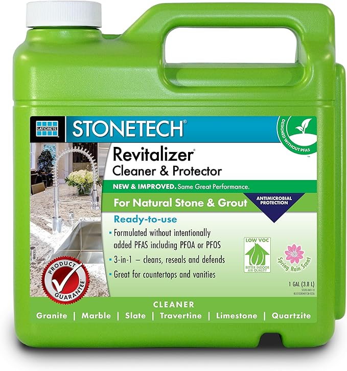 Stone Surface Cleaner Spray for Stonetech Revitalizer Cleaner and Protector 3‑in‑1 Ready to Use Spring Rain Bottle for Granite &amp Marble Reseals &amp Refreshes Natural Stone Countertops &amp Ti