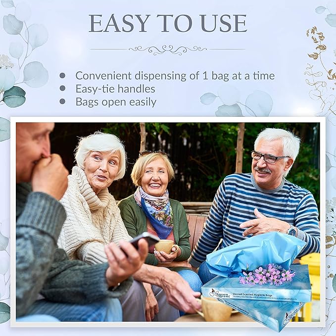 Heaven Scent Hygiene Bags Bundle - 85 Scented Trash Bags (35 Large + 50 Small) Discreet Waste Disposal for Adult Briefs &amp Feminine Products | MADE IN THE USA |