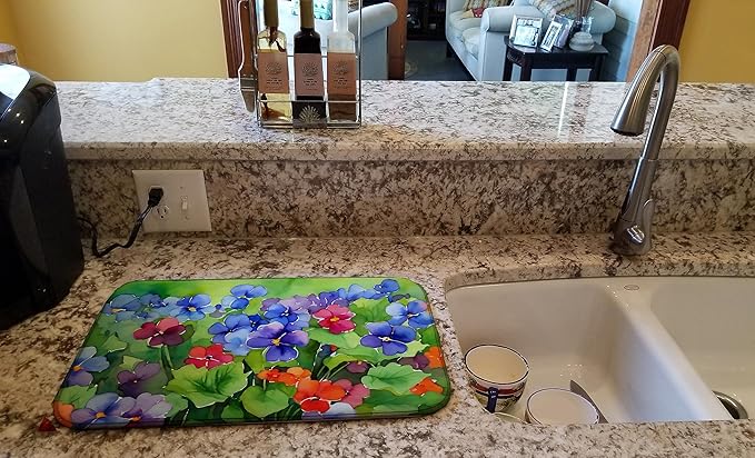 Caroline's Treasures DAC1648DDM Illinois Violet in Watercolor Dish Drying Mat Absorbent Dish Drying Mat Pad for Kitchen Counter Dish Drainer Mat for Countertop 14 x 21 Multicolor