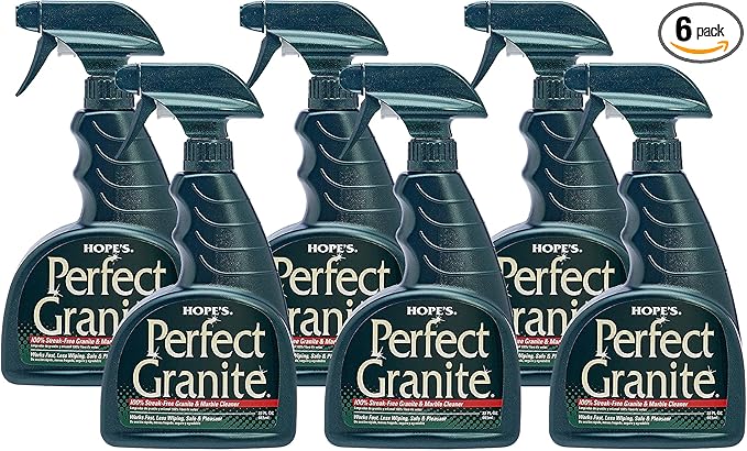 HOPE'S Perfect Granite &amp Marble Countertop Cleaner Stain Remover and Polish Streak-Free Ammonia-Free 22 Ounce Pack of 6