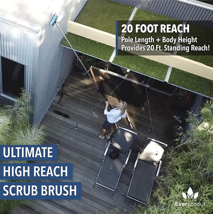 EVERSPROUT 5-to-12 Ft Car Brush with Rubber Bumper Lightweight Extension Pole Handle Soft Bristles Car Wash Brush RV Wash Brush Truck Wash Brush Boat Brush Solar Panel Cleaning Brush and Pole
