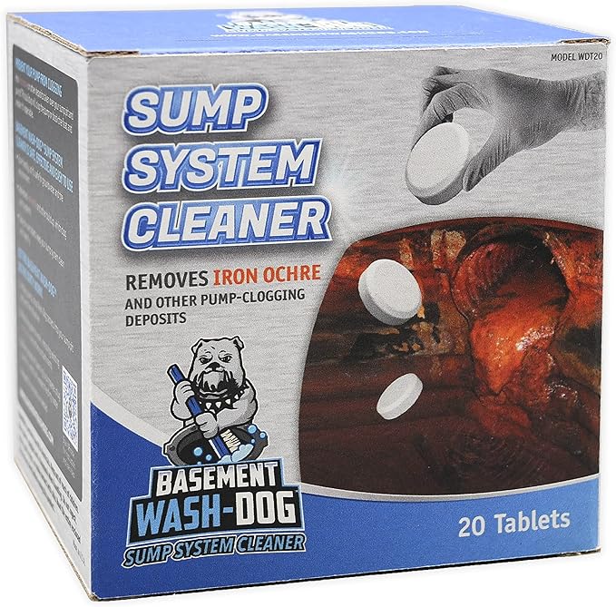 Basement Wash-Dog Sump System Cleaner Removes Iron Ochre Buildup and Other Deposits (WDT20)