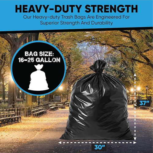 16-25 Gallon Trash Bags – Bulk 520 Count – Medium-Large Black Garbage Bags One Size Fits 16 20 25 Gal Trash Can Liners for Bathroom Kitchen Home Office &amp Commercial – Tear-Off Roll