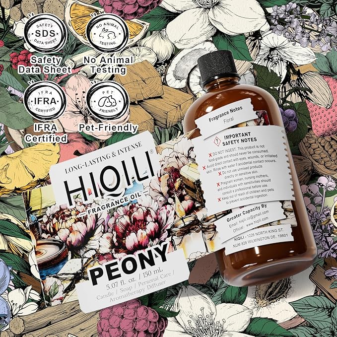 HIQILI Peony Fragrance Oil for Home Diffuser Idea for Making Candle Women's Perfume Car Air Freshener Skin &amp Body Care - 5.07 Fl Oz