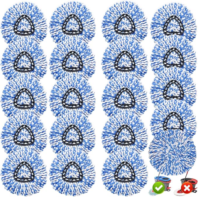 20 Pack Spin Mop Replacement Heads Only Fit for RinseClean 2-Tank System 100% Microfiber Spin Mop Refill HeadSpinning Mop Head Replacement for Floor Cleaning