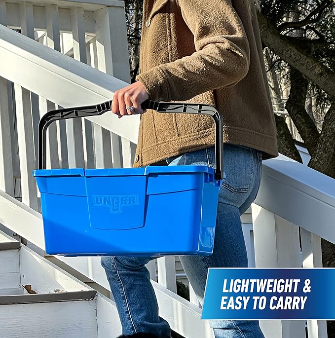 Unger Professional 3 Gallon Bucket – Compact Cleaning Bucket Comfort-Grip Handle 2 Pour Spouts Portable Cleaning Supplies Plastic Mop Bucket for Floor Window &amp Household Cleaning