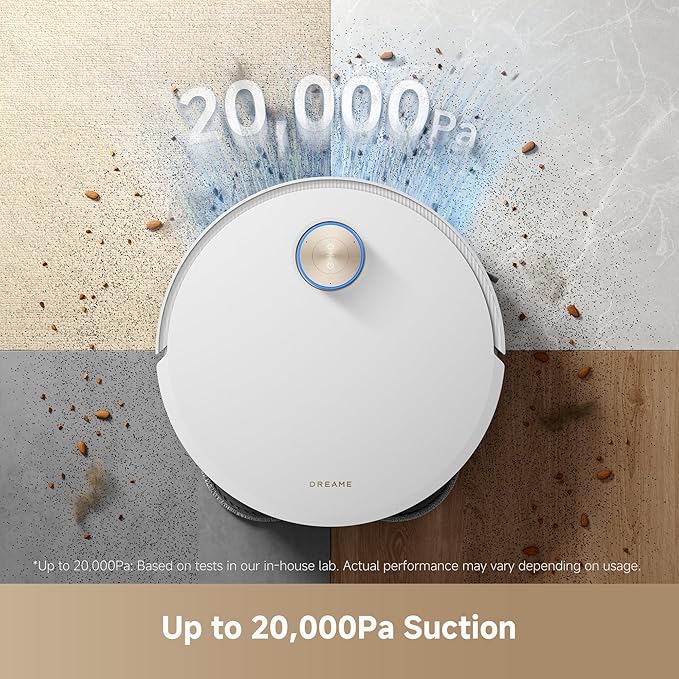DREAME X50 Ultra White Robot Vacuum and Mop with Auto-Empty and Mop Self-Cleaning 20000Pa Suction Obstacle Avoidance and 360° Navigation Corner to Edge Deep Cleaning Detangling Brush