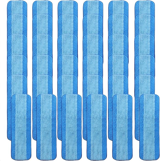 36 Pack Microfiber Cleaning Pads Reusable Microfiber Mop Pads for 18 Inch Mop Hardwood Floor Replacement Cleaning Mop Pads Machine Washes