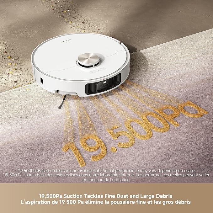 DREAME L50 Ultra Robot Vacuum and Mop White 19500Pa Suction with Auto-Empty and Mop Self-Cleaning Precise Obstacle Avoidance HyperStream Detangling DuoBrush