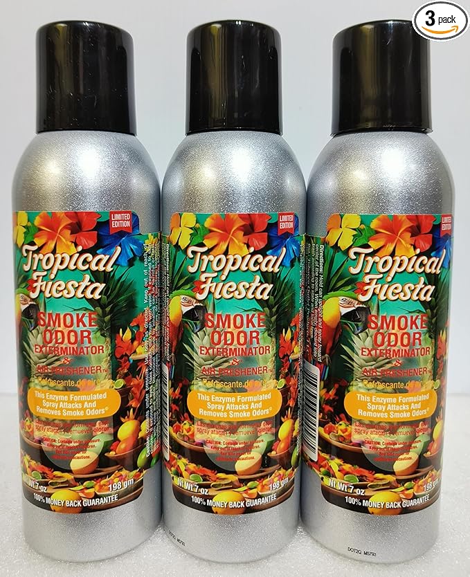Smoke Odor Exterminator 198 gm/ 7 oz Large Spray Tropical Fiesta 7oz Can 3 Pack. Assorted
