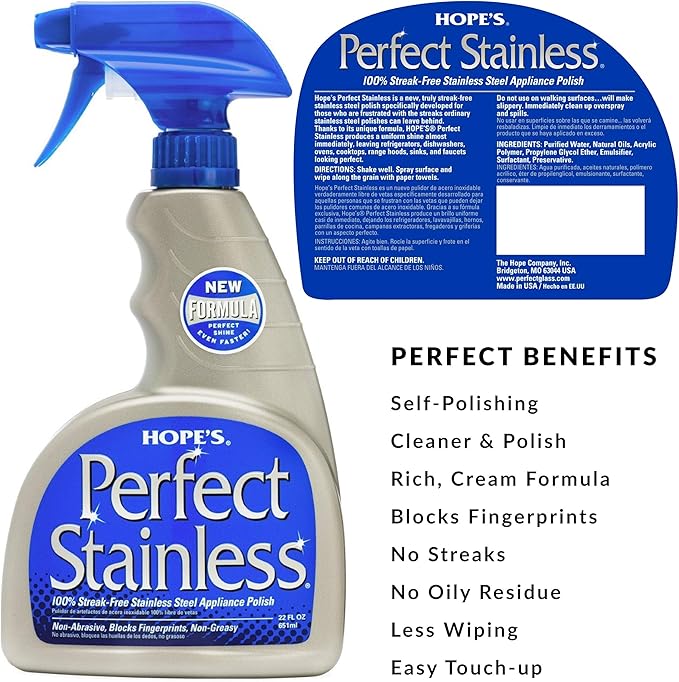 HOPE'S Perfect Stainless Perfect Granite and Perfect Sink Cleaner Bundle Streak Free Polishing Kitchen Cleaners Removes Stains Restores and Repels Water 3 Pack