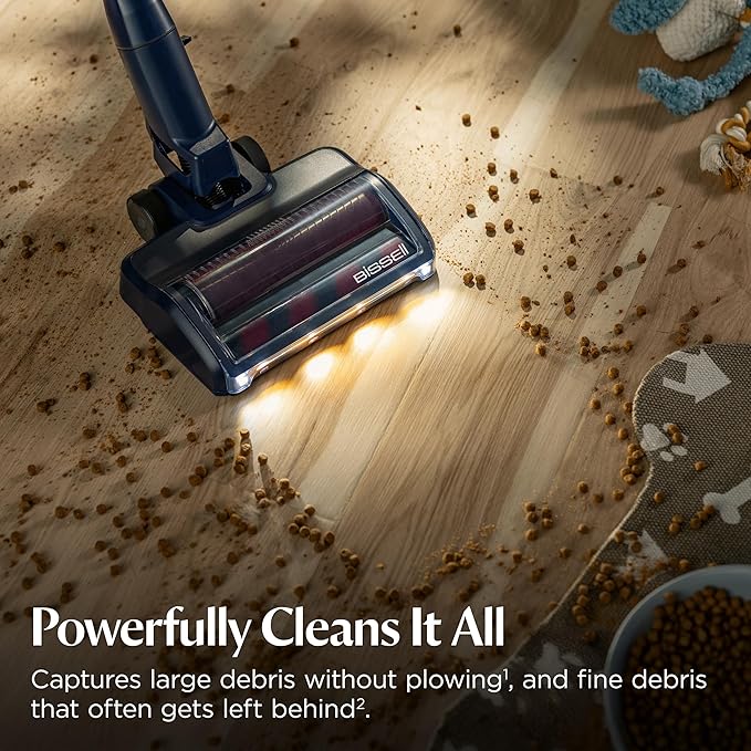 Bissell PowerClean DualBrush 280W Self-Standing Cordless Vacuum DualBrush &amp AutoAdapt Tech Self-Cleaning Brush Roll Strong Suction Removeable Battery Upholstery Tool &amp Bright Headlights