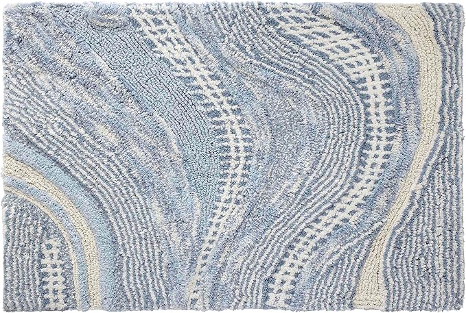 Avanti Linens - Bath Rug Cotton Bath Mat Durable Home Essentials (Waves Blue 20 x 30)
