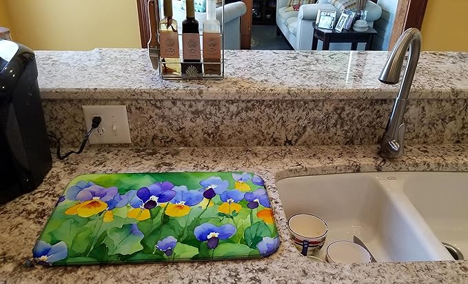 Caroline's Treasures DAC1647DDM Illinois Violet in Watercolor Dish Drying Mat Absorbent Dish Drying Mat Pad for Kitchen Counter Dish Drainer Mat for Countertop 14 x 21 Multicolor