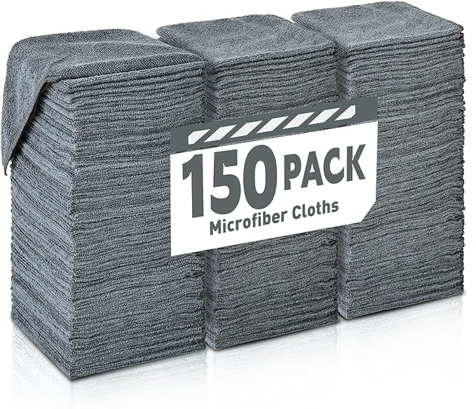 Microfiber Cleaning Cloths Bulk Pack-150 Pack Microfiber Towels Bulk Towels for Cars Cleaning Rags Gray (12x12 inches)