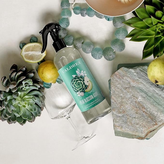 Caldrea Linen and Room Spray Air Freshener Made with Essential Oils Plant-Derived and Other Thoughtfully Chosen Ingredients Pear Blossom Agave Scent 16 oz 2 Pack