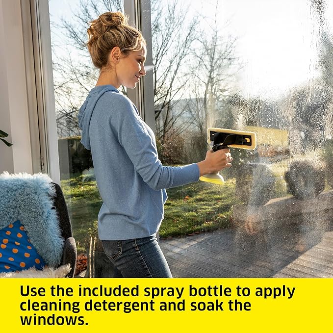 Kärcher WV 1 Electric Window Vacuum Squeegee 10 - Perfect for Showers Mirrors Glass and Countertops - Electric Squeegee Black