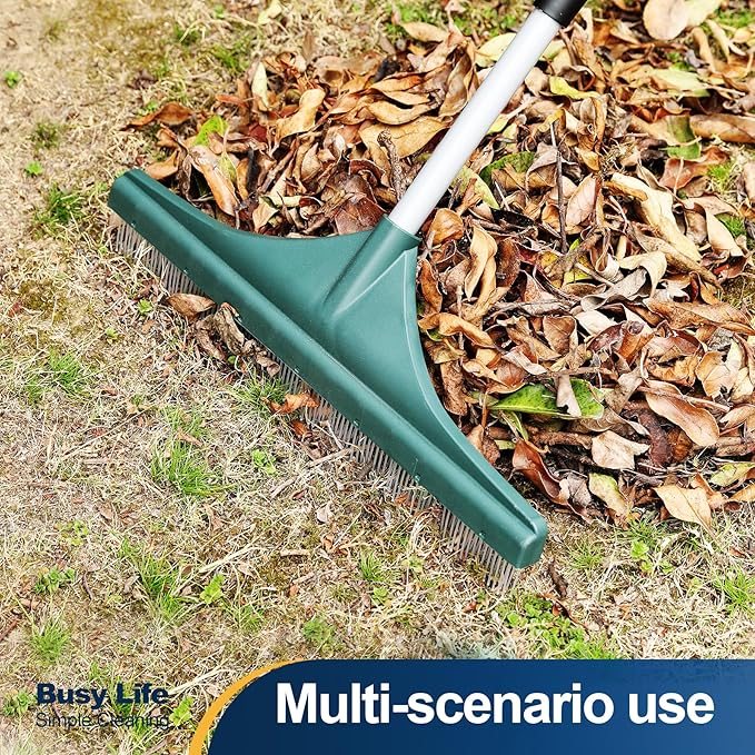 Yocada Artificial Turf Rake Grass Brush Broom Carpet Lawn Leaf Rake Cleaner Broom Telescopic Iron Pole for Yard Cleaning and Pet Hair Removal 56.69