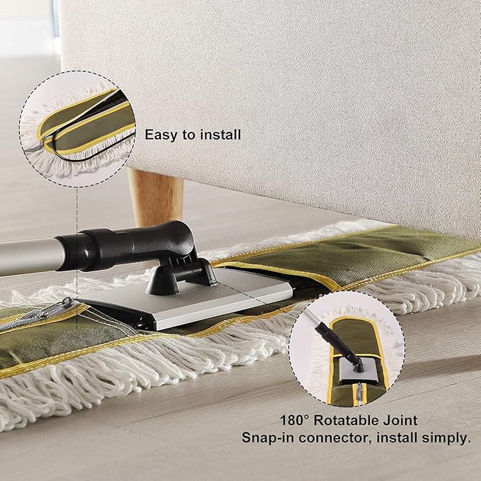 36 Commercial Dust Mops for Floor Cleaning Heavy Duty Floor Duster Mop with Long Handle Hotel Gym Household Cleaning Supplies for Hardwood Tiles Marble Floors (Green)