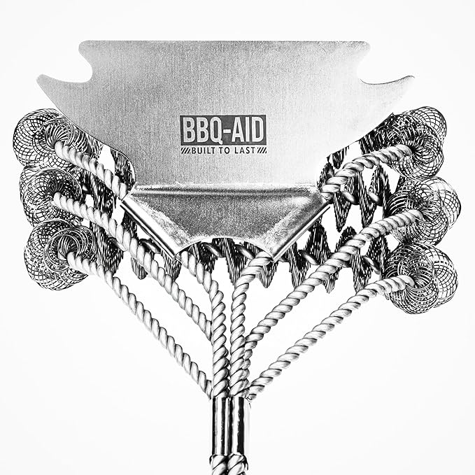 BBQ-AID Grill Brush for Outdoor Grill Bristle Free - 18 BBQ Brush for Grill Cleaning Kit - Safe BBQ Grill Cleaner Brush and Scraper - Stainless Grill Cleaning Brush for Any Grill Grill Accessories