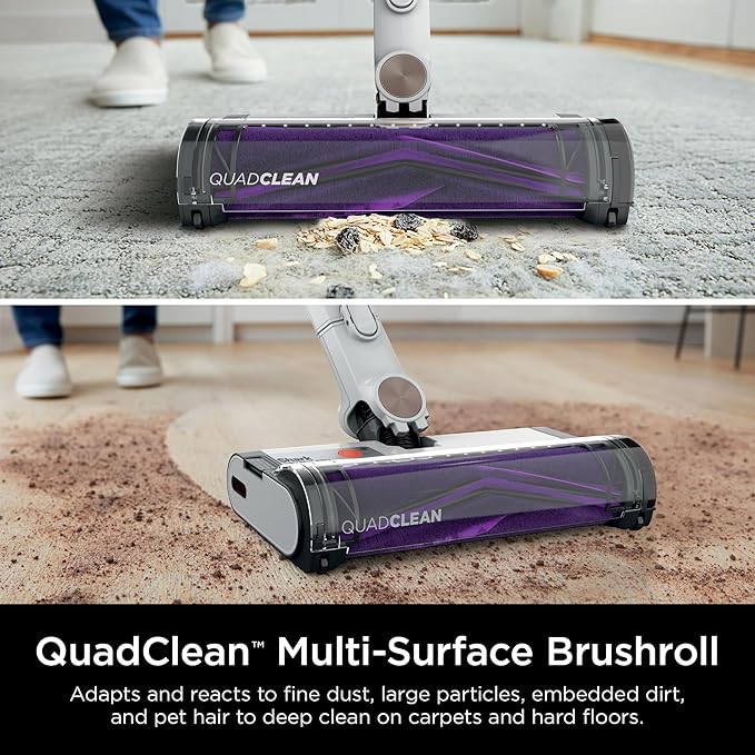 Shark IW3615 Detect Pro Cordless Stick Vacuum with HEPA Auto-Empty System Flexible Wand Portable Handheld Attachment Ideal for Household Pet Hair 60 Minute Runtime White/Beats Brass (Renewed)