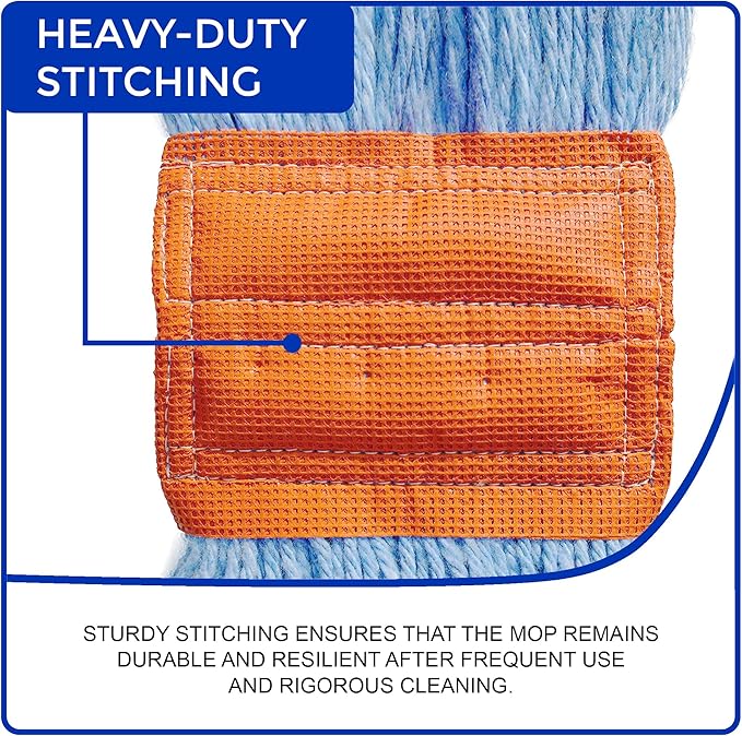 Nine Forty 6-Pack Industrial and Commercial-Grade Looped End Wet Mop Head Refill - Heavy Duty 20 Inch 4-Ply Premium Synthetic Yarn - for Optimal Absorption and Durability - Blue (6 Pack Large)