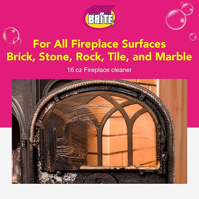 Quick 'n Brite Fireplace Gel Cleaner for Brick Stone Rock Tile and Marble Nonabrasive Fireplace Cleaner Made in the USA 16 oz (Pack of 2)