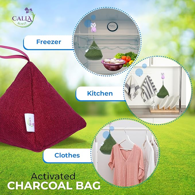 4 Pack Bamboo Charcoal Air Purifier Bags 200 Grams Each - Activated Charcoal Odor Absorber for Car Pets &amp Closet - Natural Freshener for Home Eco-Friendly &amp Reusable Charcoal Bags (Fall Colo