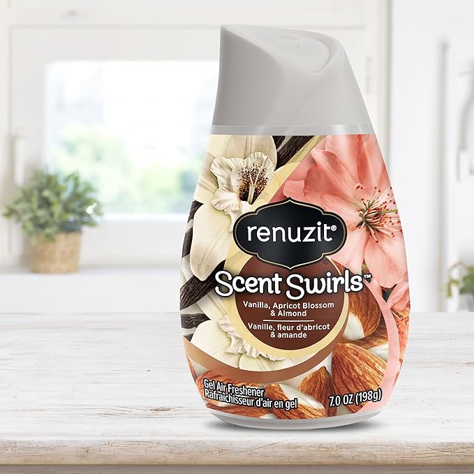Renuzit Scent Swirls Air Freshener Gel Vanilla Apricot Blossom &amp Almond 7 Ounces (12 Count)
