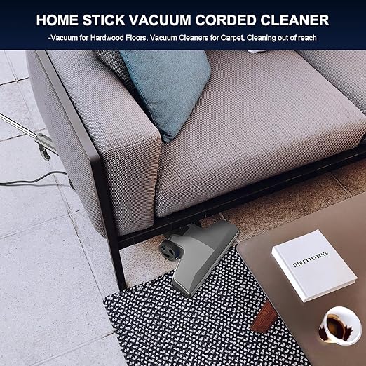 Corded Stick Vacuum Cleaner Lightweight High Power Handheld Vac with Crevice Tool for Home Apartment Carpet Pet Hair &amp Hardwood Floors Black