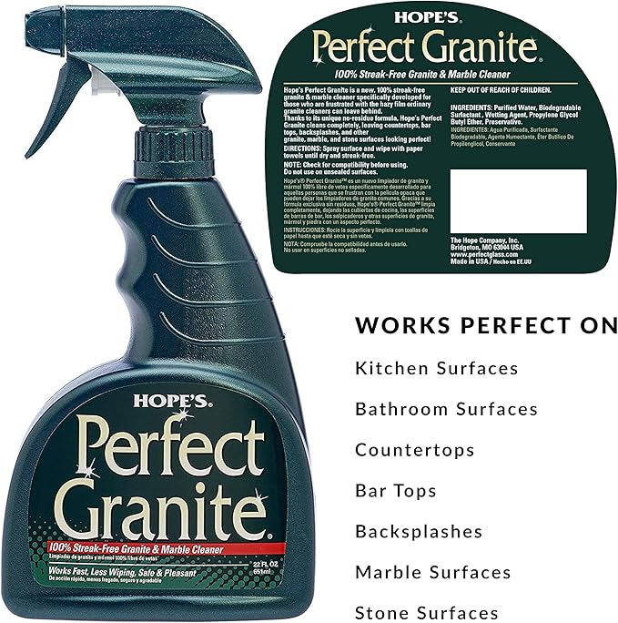 HOPE'S Perfect Stainless Perfect Granite and Perfect Sink Cleaner Bundle Streak Free Polishing Kitchen Cleaners Removes Stains Restores and Repels Water 3 Pack