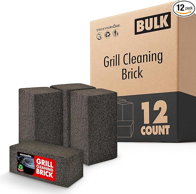 Stock Your Home Grill Cleaning Brick (12 Pack) Heavy Duty Pumice Stone for Flat Tops and Griddles Blackstone Griddle Cleaner Non-Scratch Grill Block