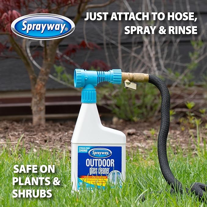 Sprayway Outdoor Glass Cleaner 32oz Pack of 6 | Streak-Free Shine Foaming Action | Ideal for Windows Patio Doors and Outdoor Glass Surfaces
