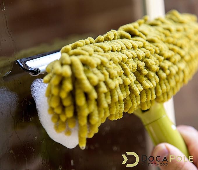 DOCA Telescoping Pole Attachment - Extension Pole for Cleaning Feather Duster Window Washing Kit Paint Roller Window Squeegee - High Reach Extendable Kit for Indoor &amp Outdoor - Squeegee Dual P